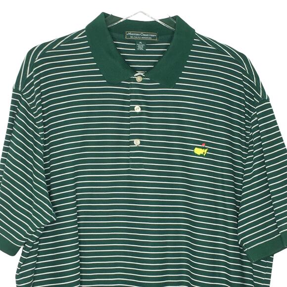 Masters Collection XL Mens Green Striped Golf Polo Pima Cotton Short Sleeve - Picture 4 of 10